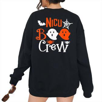 Cute Halloween Nicu Nurse Boo Crew Nursing Novelty Women's Oversized Sweatshirt Back Print | Mazezy