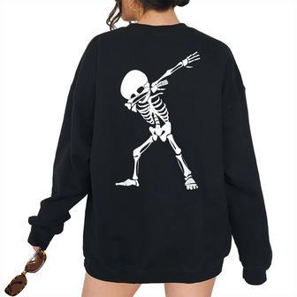 Dabbing Skeleton - Halloween Dab Skull Women Oversized Sweatshirt Back Print | Mazezy