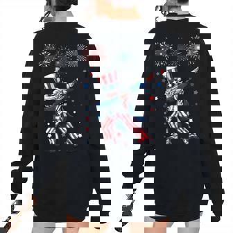 Dabbing Uncle Sam Fireworks 4Th Of July Dab Dance For Uncle Women's Oversized Sweatshirt Back Print | Mazezy