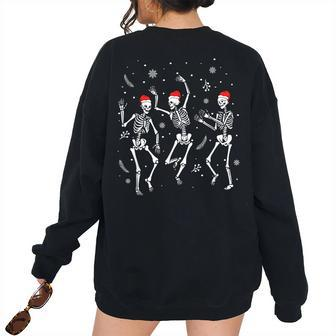 Dancing Skeleton Christmas 2021 Spooky Christmas Women Women Oversized Sweatshirt Back Print | Mazezy