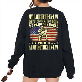 My Daughterinlaw My Soldier Hero Proud Army Motherinlaw Women's Oversized Sweatshirt Back Print | Mazezy