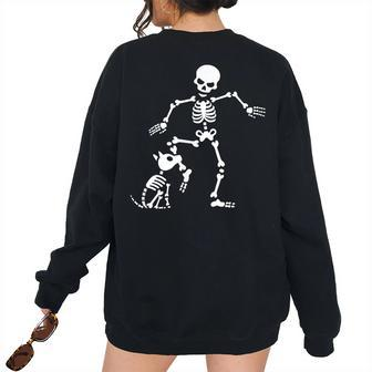 Dog Like Bones Bone Skeleton Halloween Skull Women Oversized Sweatshirt Back Print | Mazezy
