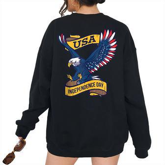 Eagle American Flag Wings 4Th July Men Woman Merica Usa Usa Women's Oversized Sweatshirt Back Print | Mazezy