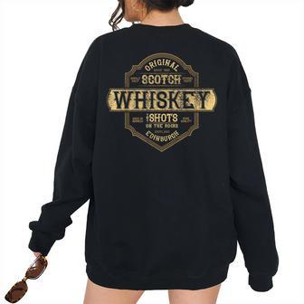 Edinburgh Scotland Scotch Whiskey Vintage Retro T Whiskey Women's Oversized Sweatshirt Back Print | Mazezy CA