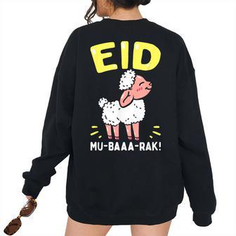 Eid Mubarak Muslims Sheep For Sheep Lovers Women's Oversized Sweatshirt Back Print | Mazezy