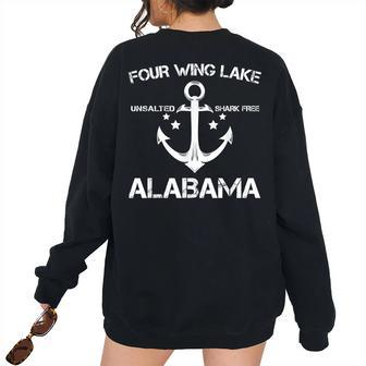 Four Wing Lake Alabama Fishing Camping Summer Camping Women's Oversized Sweatshirt Back Print | Mazezy