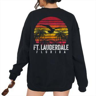 Ft Fort Lauderdale Florida Fl Vintage Retro Distressed Florida & Merchandise Women's Oversized Sweatshirt Back Print | Mazezy
