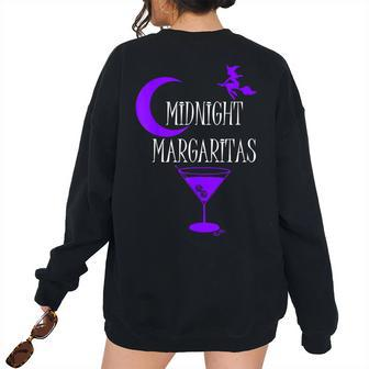 Midnight Margaritas Witch Halloween Drinking Women's Oversized Sweatshirt Back Print | Mazezy