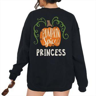 Princes Pumkin Spice Fall Matching For Family Women's Oversized Sweatshirt Back Print | Mazezy