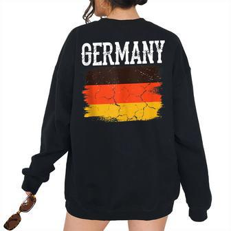 German Flag Football Vintage Fan Soccer Team Germany Lover Football Women's Oversized Sweatshirt Back Print | Mazezy