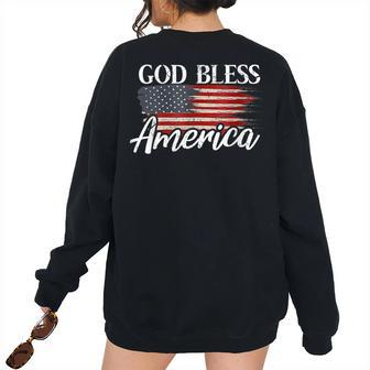 God Bless America I 4Th Of July Patriotic Usa Patriotic Women's Oversized Sweatshirt Back Print | Mazezy