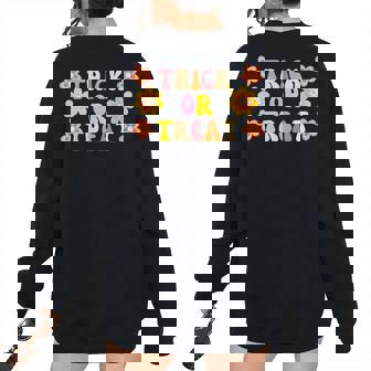 Groovy Trick Or Treat Retro Vintage Halloween Retro Vibes Halloween Women's Oversized Sweatshirt Back Print | Mazezy
