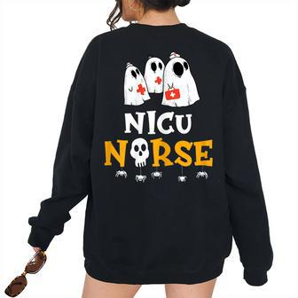 Halloween Nicu Nurse Costume Rn Nursing Ghost Women's Oversized Sweatshirt Back Print | Mazezy