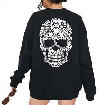 Halloween Skeleton Skull Gamer Boys Men Controller Gaming Women Oversized Sweatshirt Back Print | Mazezy UK