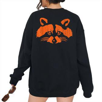Halloween Trash Panda Bandit Raccoon Pumpkin Jackolantern Women's Oversized Sweatshirt Back Print | Mazezy