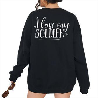 Heart Cute Sweet I Love My Soldier Love Women's Oversized Sweatshirt Back Print | Mazezy