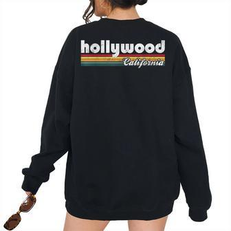 Hollywood California Vintage 70S 80S Retro Style Men Women California And Merchandise Women's Oversized Sweatshirt Back Print | Mazezy