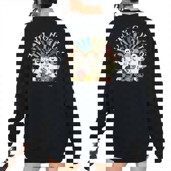 Howdy Ghouls Retro Sunshine Ghosts Halloween Western Halloween Women's Oversized Sweatshirt Back Print | Mazezy