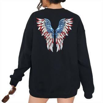 Independence Day Usa Flag 4Th Of July American Wings Usa Women's Oversized Sweatshirt Back Print | Mazezy AU
