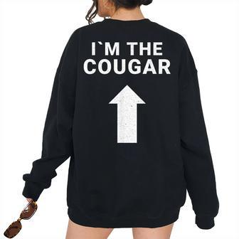 I´M With The Cougar Humor Halloween Birthday Women's Oversized Sweatshirt Back Print | Mazezy