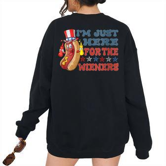 Im Just Here For The Wieners Women's Oversized Sweatshirt Back Print | Mazezy