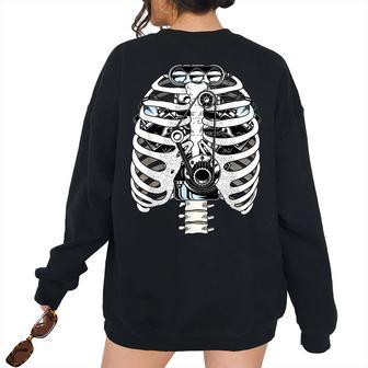 Mechanic Skeleton Rib Cage Halloween Costume Outfit Women Oversized Sweatshirt Back Print | Mazezy