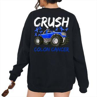 Monster Trucks Colorectal Colon Cancer For Boys Kids Toddler Women's Oversized Sweatshirt Back Print | Mazezy