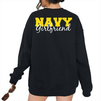Navy Girlfriend For Her Us Military Pride Pride Month s Women's Oversized Sweatshirt Back Print | Mazezy