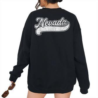 Nevada Retro Baseball Style Vintage Men Women Baseball Women's Oversized Sweatshirt Back Print | Mazezy