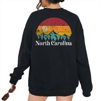 North Carolina 70S 80S Retro Vintage Mountain Ski Hiking 70S Vintage s Women's Oversized Sweatshirt Back Print | Mazezy