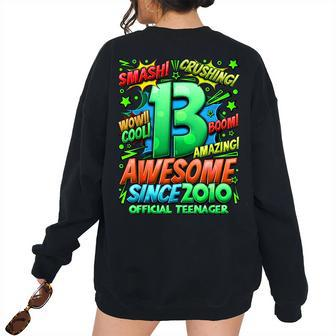 Official Nager 13Th Birthday Comic Awesome Since 2010 Women's Oversized Sweatshirt Back Print | Mazezy