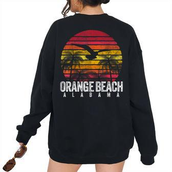 Orange Beach Alabama Al Retro Palm Trees Vintage Surf Orange Women's Oversized Sweatshirt Back Print | Mazezy