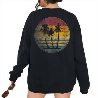 Palm Tree Coco Tropical Beach Vintage Retro Style 70S 80S Women's Oversized Sweatshirt Back Print | Mazezy
