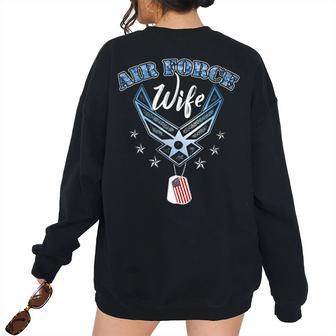 Proud Air Force Wife Us Air Force Military Women Women's Oversized Sweatshirt Back Print | Mazezy