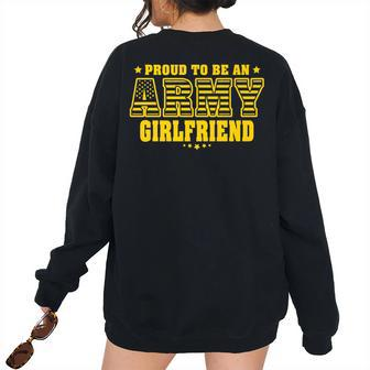 Proud To Be An Army Girlfriend Us Flag Pride Military Couple Pride Month s Women's Oversized Sweatshirt Back Print | Mazezy