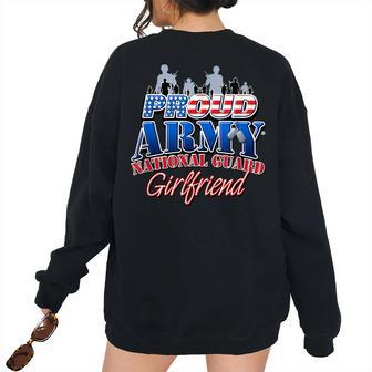 Proud Army National Guard Girlfriend Us Dog Tag Women Army Women's Oversized Sweatshirt Back Print | Mazezy