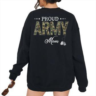 Proud Army Veteran Mom Us Army Mom Women's Oversized Sweatshirt Back Print | Mazezy