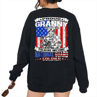 Proud Granny Of A National Guard Soldier Army Grandmother Women's Oversized Sweatshirt Back Print | Mazezy