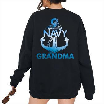 Proud Navy Grandma Lover Veterans Day Women's Oversized Sweatshirt Back Print | Mazezy DE