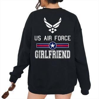 Proud Us Air Force Girlfriend Military Pride Pride Month s Women's Oversized Sweatshirt Back Print | Mazezy