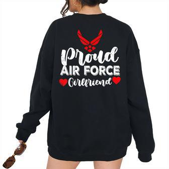 Women Proud Us Air Force Girlfriend Military Pride Pride Month s Women's Oversized Sweatshirt Back Print | Mazezy