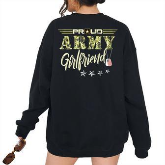 Proud Us Army Girlfriend Camouflage Military Pride Pride Month s Women's Oversized Sweatshirt Back Print | Mazezy