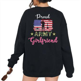 Proud Us Army Girlfriend-Us Army Veteran Girlfriend Pride Veteran Women's Oversized Sweatshirt Back Print | Mazezy