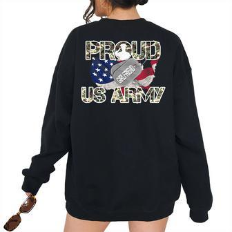 Proud Us Army Military Girlfriend Military Women's Oversized Sweatshirt Back Print | Mazezy