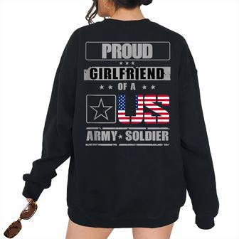 Proud Us Army Soldier Girlfriend Army Women's Oversized Sweatshirt Back Print | Mazezy