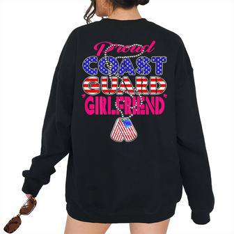 Proud Us Coast Guard Girlfriend Dog Tag Military Lover Military Women's Oversized Sweatshirt Back Print | Mazezy
