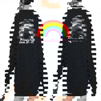 Rainbow Pride Gods Promise Genesis 913 Christian Faith Faith Women's Oversized Sweatshirt Back Print | Mazezy