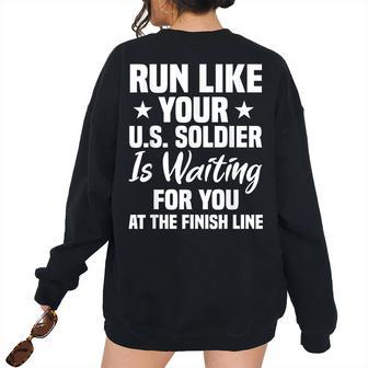 Red Friday Us Soldier Military Troops Wife Girlfriend Military Women's Oversized Sweatshirt Back Print | Mazezy