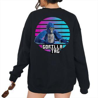 Retro Gorilla Tag Monke Vr Gamer For Kids Adults Ns Women's Oversized Sweatshirt Back Print | Mazezy