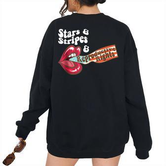 Retro Vintage Stars Stripes Reproductive Rights Women's Oversized Sweatshirt Back Print | Mazezy